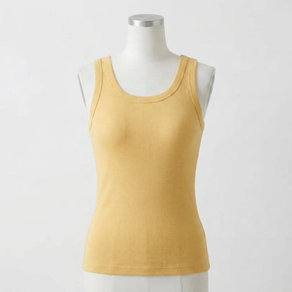 Maggie's ribbed cotton built-in bra tank in yellow